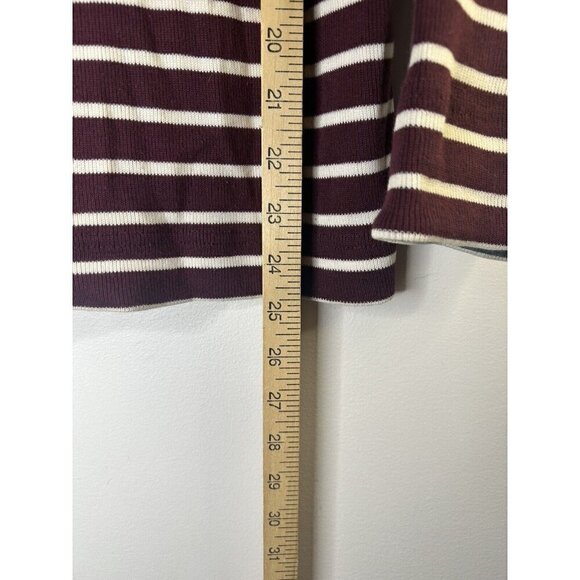 L.L. Bean Zip-up Jacket Maroon White Striped Women’s Vintage Size Medium Petite - Picture 8 of 12